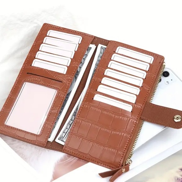 🥳 GREEN CROC STYLE 🐊 WALLET/PHONE - Picture 2 of 3